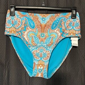 NEW Jantzen Tummy Control High Waisted Paisley Women’s Bikini Bottoms Size 14